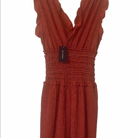 COPY - MAX EDITION Smocked Waist Jumpsuit Red - Picture 6 of 6